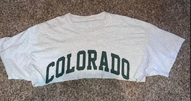 Brandy Melville John Galt Cropped Colorado Green White Tee Shirt