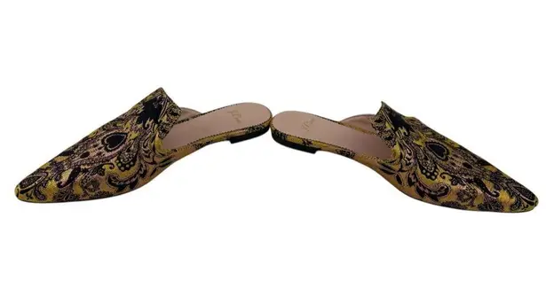 J. Crew Marna Emboirdered Slider Flat Womens 6.5 Metallic Quiet Luxury Mule Shoe Gold