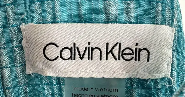 Calvin Klein  size 2 blue plaid sleeveless dress wrap style gingham tie waist‎