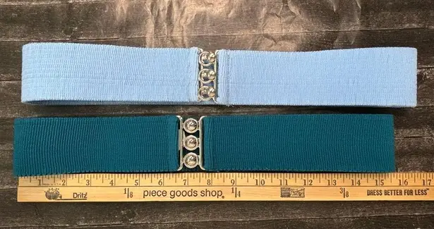 Women’s Malco Modes 80s Stretch Belts Blue With Silver Tone Buckles Disco Era