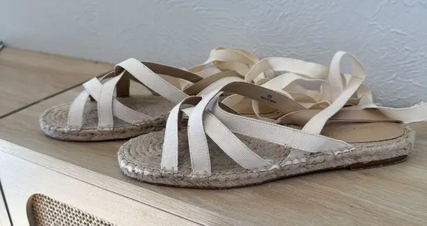 Reformation  | Liv Espadrille Lace Tie Up Sandals in Natural Beige in Box