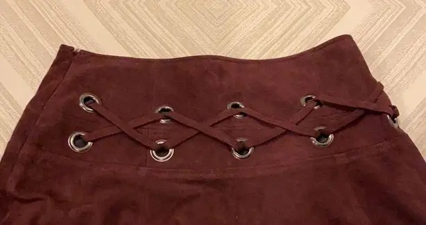 Parker  Burgundy Milos Loop Ring Suede Skirt