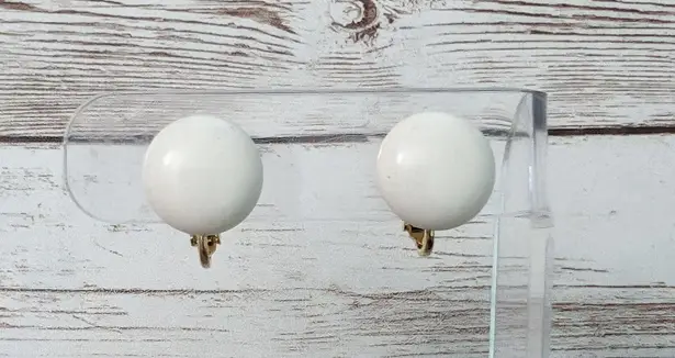 Vintage Clip On Earrings Off White Just Over 0.5"