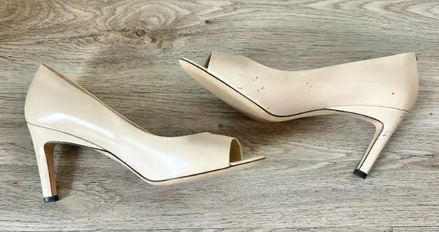 Max Mara Nude Leather Open Toe Heels EU Size 39