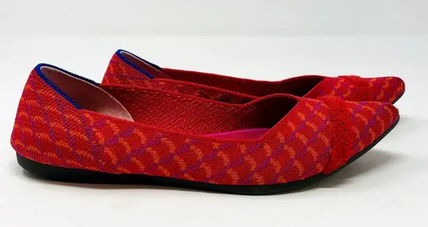 Rothy's The Point Pomegranate Grid Size 6 Slip On Ballet Flats Pink Orange