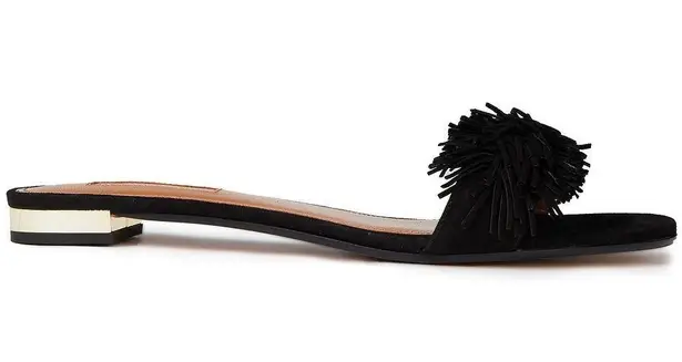 Aquazzura Wild Thing women’s black suede flat slide sandal size IT 37 US 7 6.5