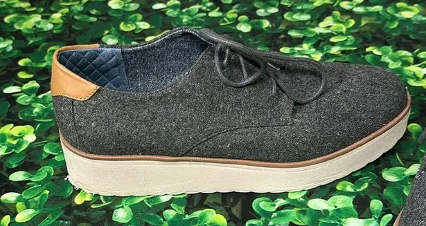 Dr. Scholls Lillian Wedge Oxford Lace Up Round Toe Grey Women Comfort Shoe 8.5M