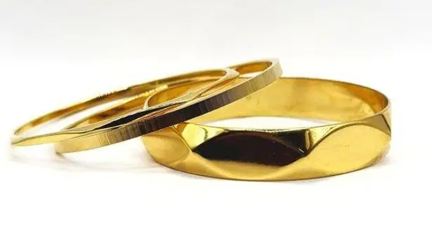 Monet Three Piece Gold Tone Textured Bangle Bracelet