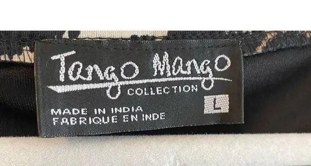 Tango Mango Black Patterned 3/4 Sleeve Lace Back Sheer Sleeves Blouse Size L Size L