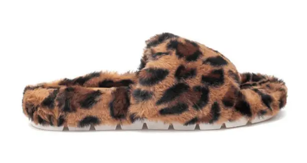 JSlides Lovlie Leopard Faux Fur Slippers