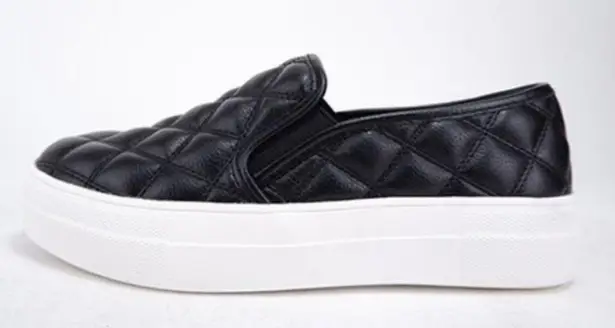 Soda Black Platform Quilted Slip On Sneaker