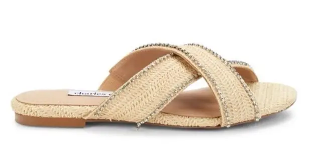 Charles David Kenya Woven Flat Crisscross Embellished Sparkle Sandals Size 8.5