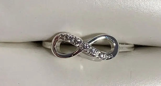Infinity Symbol Simulated Diamond Silver Ring CZ Size 6