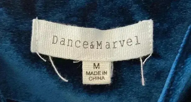 Dance & Marvel midnight blue velvet midi dress with spaghetti straps size medium