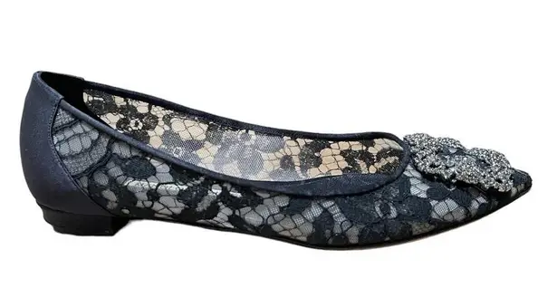 Manolo Blahnik Sheer Lace Hangisi Flats