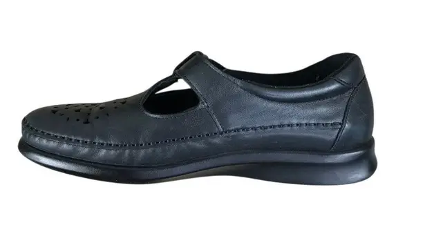 SAS Willow Leather Loafer Women Sz 9N Black Cutout Tripad Comfy Retro Made USA