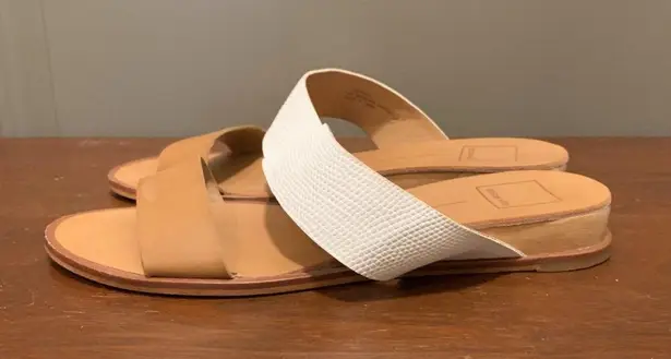 Dolce Vita Women's Brown White Paci Wedge Slides Sandals Shoes Size 7.5 EUC