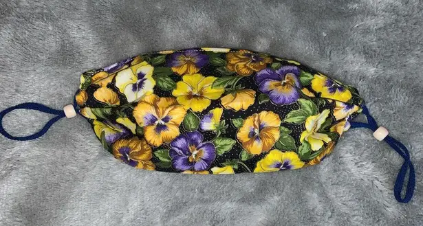 Handmade Fabric Face Mask Facemask Floral Flowers Yellow Purple Aqua One Size