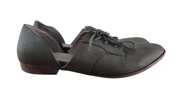 Restricted Oxford Shoes Womens 8 Green Suede Open Side Lace Up D'Orsay Flats