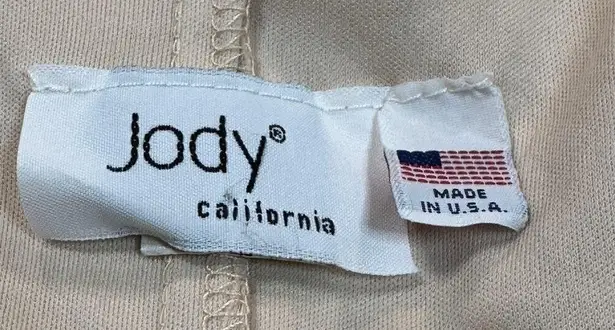 Jody California Dress Womens Large Beige Lace Overlay Midi Fringe Hem USA Made