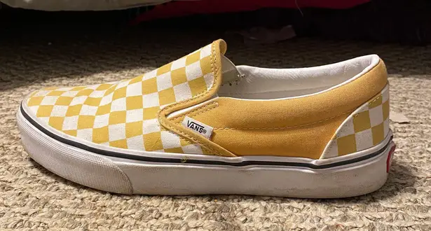 Vans Yellow And White Checkers Slip On