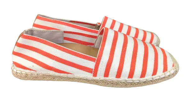 Vionic Valeri Espadrille Slip On Shoes Women's Size 9 Orange White Stripe