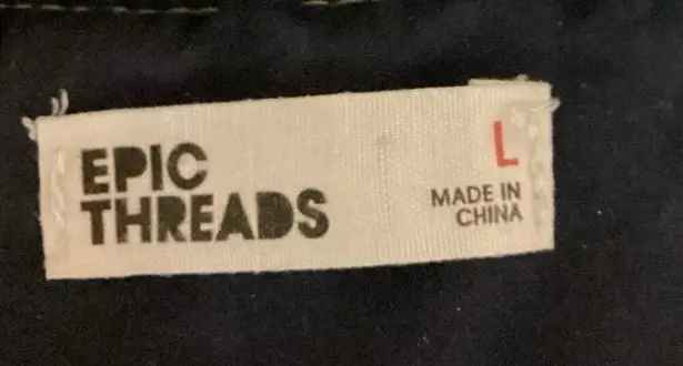 Epic Threads Motorcycle Moto Denim Skull Embroidery Zip Up Bomber Jacket Size L Size L