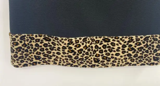 Vintage 90s Mini Skirt California Concepts Black Faux Fur Leopard Trim XS