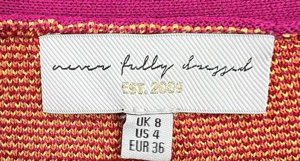 Never Full Dressed Pink Long Cardigan Hidden Closure Size 4