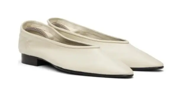 BY FAR Carr Flats in Limewash White Leather 37 With Box Womens Ballet Size 6