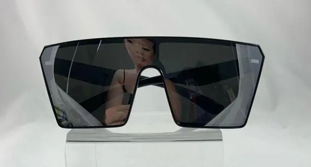 Silver metallic rectangular shield shades Gray