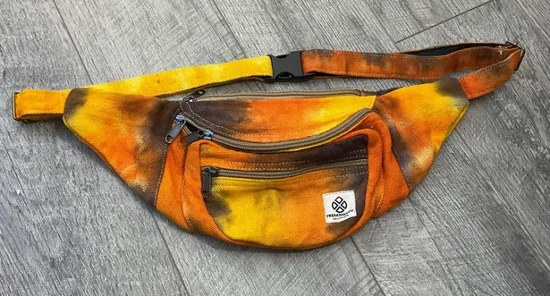 Freakmandu Collections Hemp Fanny Pack Tie Dye Belt Bag Festival Orange
