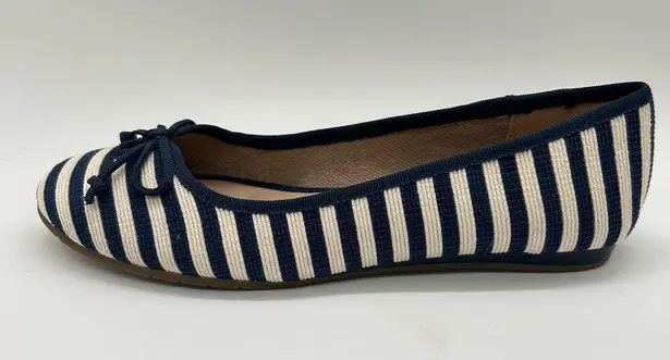 Charter Club  Flats Womens 6M Navy Stripe Bailynn3 Fabric Ballet Nautical NEW