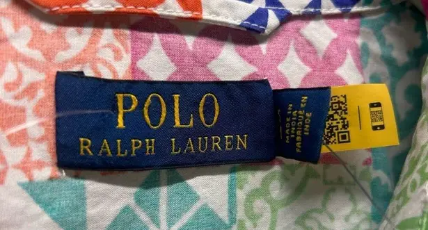 Polo Ralph Lauren Jacket Full Zip Multi Color Patchwork Light Weight Small NWT White