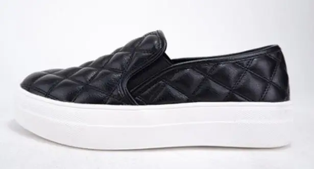 Soda Black Quilted Platform Sole Slip On Sneaker