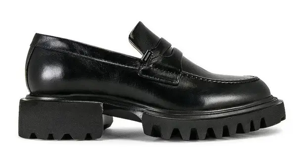 ALLSAINTS Womens Lola Leather Loafers in Black 9 with Box Penny Oxford Shoes