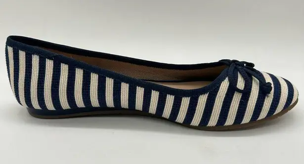 Charter Club  Flats Womens 6M Navy Stripe Bailynn3 Fabric Ballet Nautical NEW