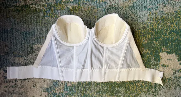 Vintage Jezebel white bridal bra corset bustier, size 34B