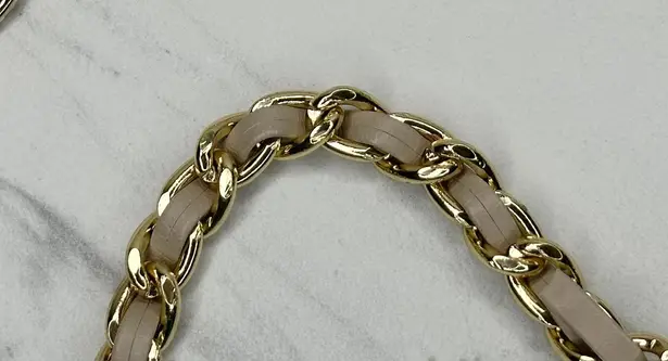 Faux Leather Woven Gold Tone Chain Link Purse Handbag Replacement Strap ✨
