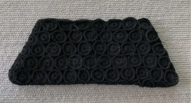 Vintage CORDE 1940’s Black Woven Circle Design Crochet Oversized Clutch Bag