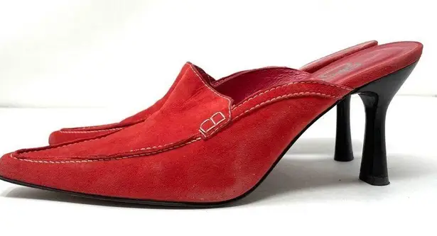 Donald Pliner DONALD J PLINER red suede mules slides, made in Spain, size 8.5