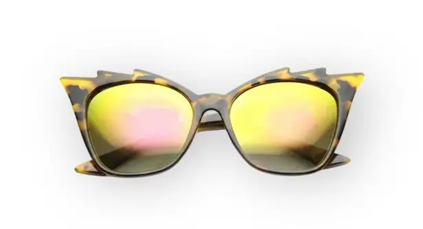 new Electra Pointed Mod Cat Eye Sunglasses π€ Pink Yellow Flash Mirror Lens π€