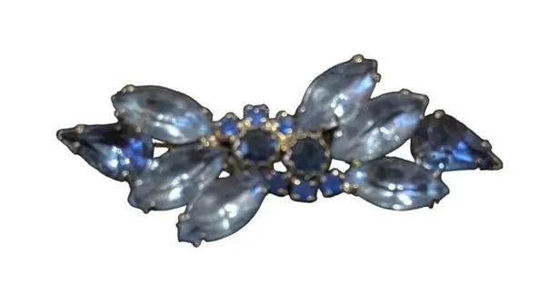 Vintage Women's Blue Cut Stones Pin Brooch Rare Collectible