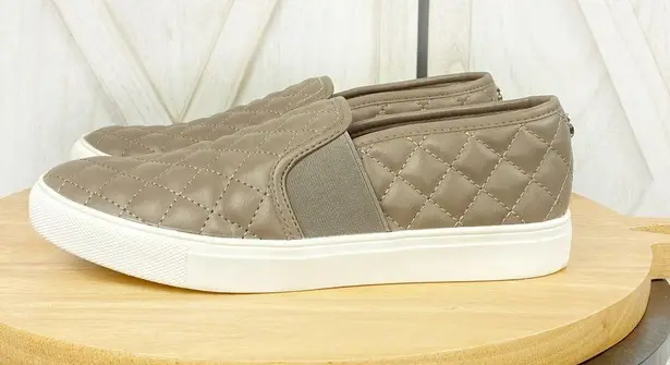 Steve Madden  Endell Quilted Faux Leather Slip On Sneaker Taupe 8