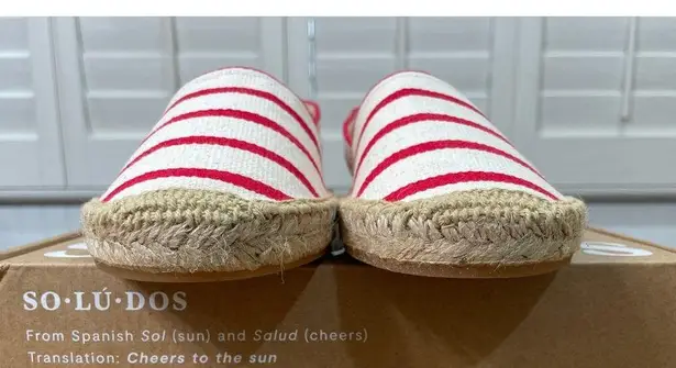 Soludos Womens The Original Espadrille Red Striped Beach Slip Ons Size 7/7.5 NIB
