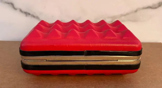 Valentino Garavani Valentino Rockstud red leather studded chain minaudiere box clutch shoulder bag