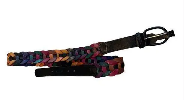 Vintage 1980’s Multicolored Leather Belt With Interlacing Circles.