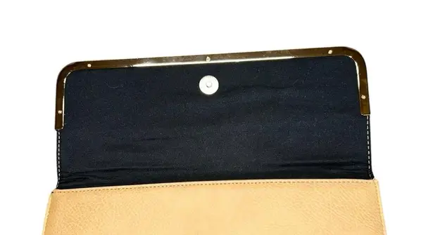 Kristine Black and Tan Clutch with Gold Accents