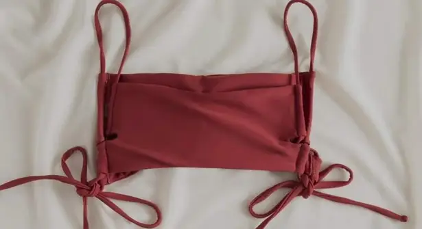 Drawstring Bikini Top Red Size XL