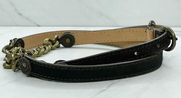 J.Crew  Brown Genuine Leather Fur and Chain Belt Size M Medium